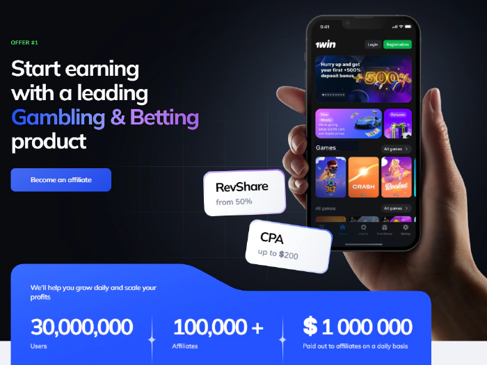 Get high CPA rates and revenue share with 1win affiliate Indonesia