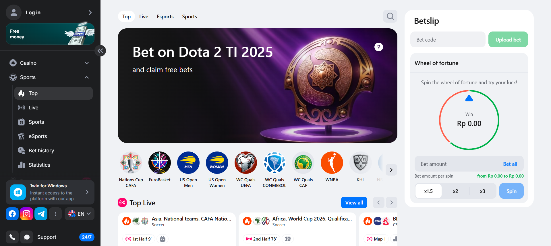 Bet on esports like Dota 2 and CS2 with 1win Indonesia sportsbook