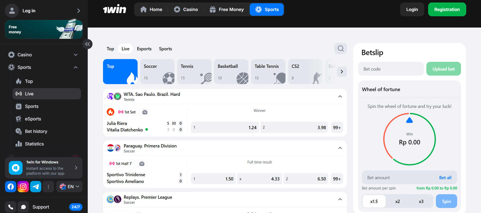Place tennis bets on 1win Indonesia covering ATP, WTA, and grand slam tournaments